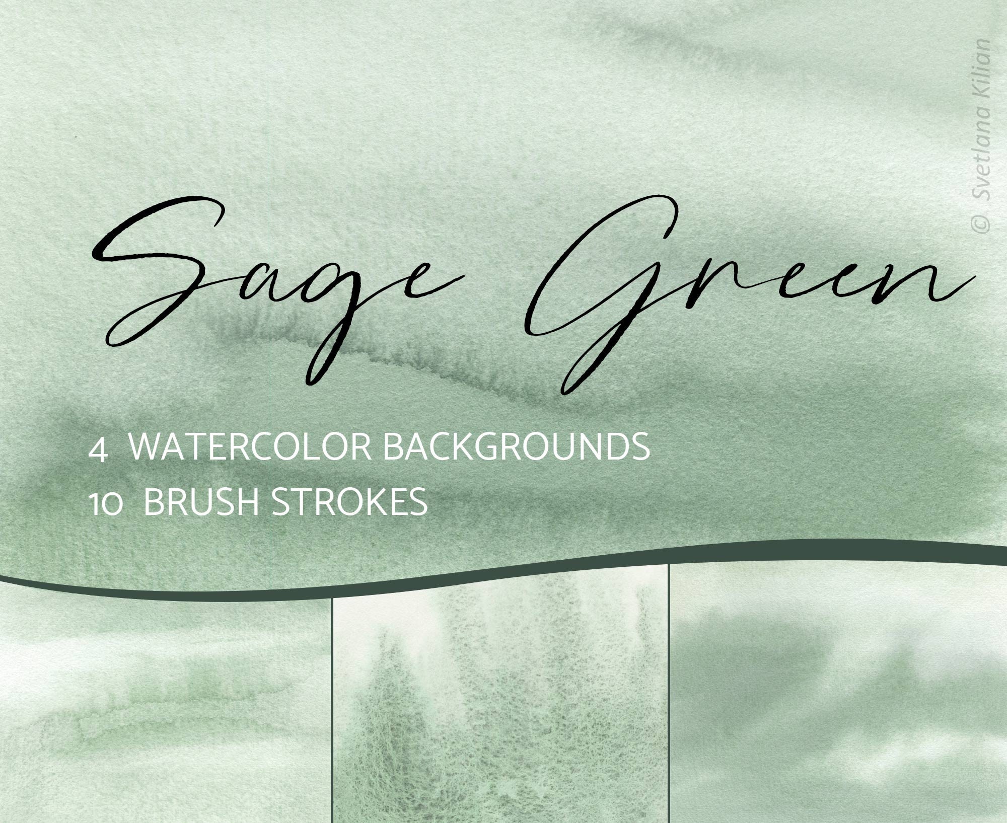Sage Green Watercolor Backgrounds Digital Paper Set Download Etsy
