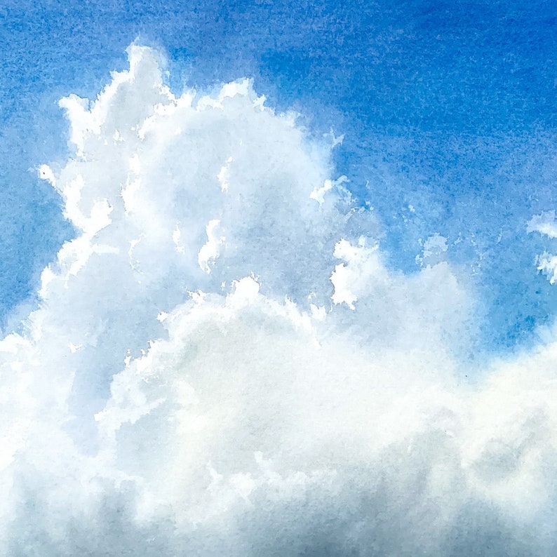 Original Watercolor Cloud View Wall Art Sky Calm Etsy Original Watercolor Cloud View Wall Art Sky Calm Etsy