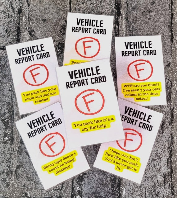 DIGITAL DOWNLOAD Funny Wallet Sized// Vehicle F Report Card // Bad Parking  Gag Gift // Stocking Filler - Etsy