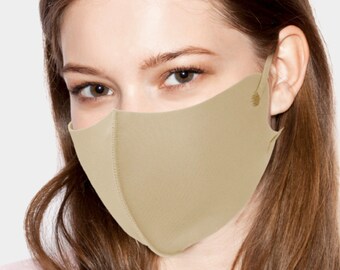 Beige Face Mask, Adjustable Face Mask, Polyester Spandex Face Mask, Reusable Washable Face Mask, Unisex Face Mask, Gift for Her