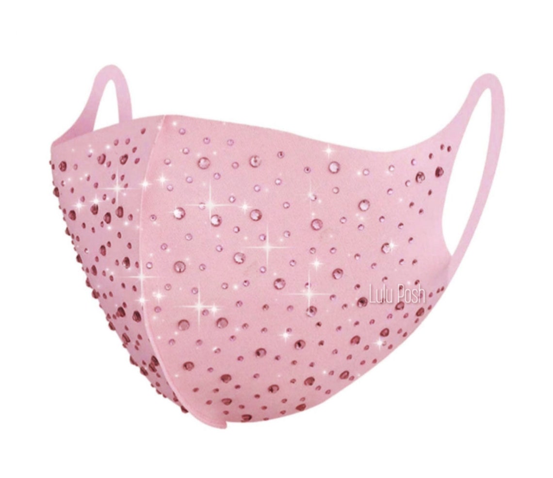 Pink Rhinestone Face Mask, Bling Face Mask, Reusable Washable Face Mask