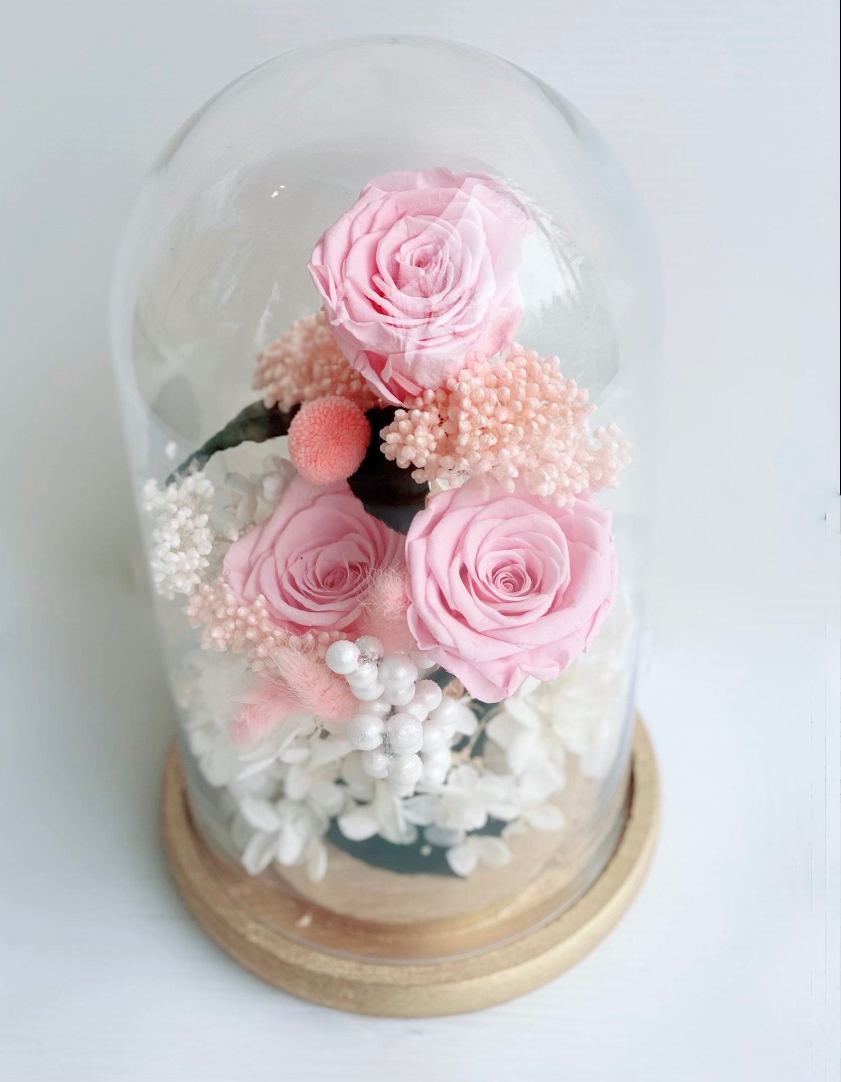 Everlasting Flowers in Glass Dome Glass 8 Cloche Etsy