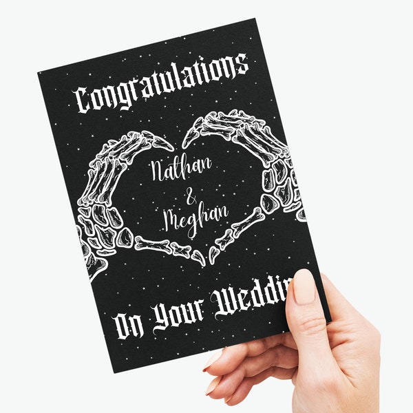 Personalised Digital Download Unique Wedding Card Gift Congratulations Card, Gothic Wedding, Alternative Newlywed Card Printable