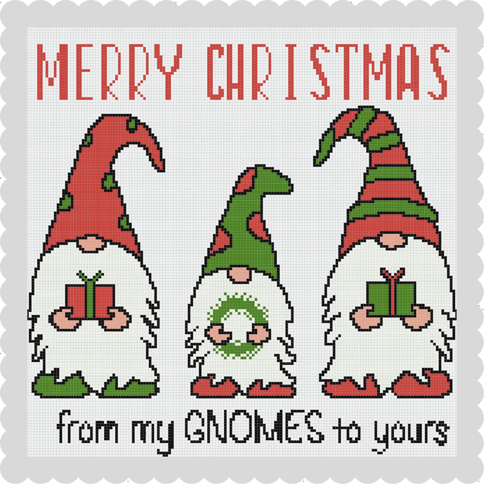 Gnomes cross stitch Christmas gnomes Three gnomes with gifts | Etsy