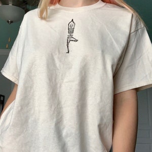 Skeleton t-shirt - handprinted and handmade linocut block print design