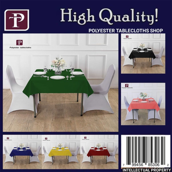 Square polyester tablecloth dining decoration restaurant linen hotel table cover Party Rental 24"x24" 36"x36" 45"x45" 54"x54" 58"x58"