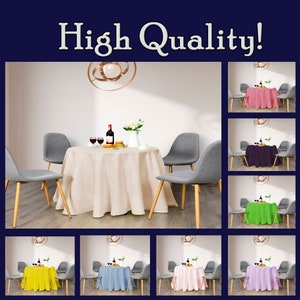 Polyester Tablecloth: 72, 90, 120 Inch Round - Party & Banquet Decoration