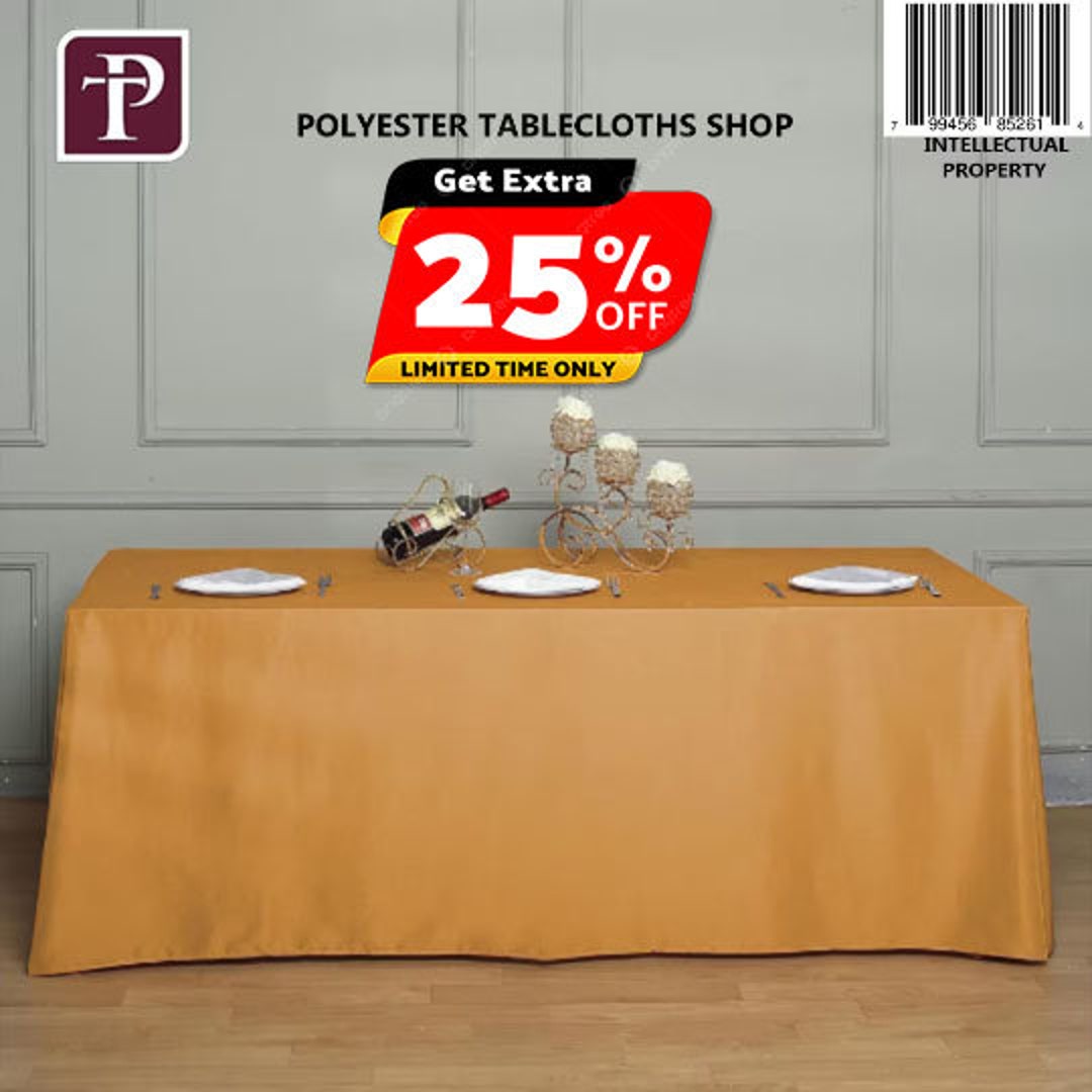 90 X 132 Gold Tablecloths Rectangular Polyester Etsy