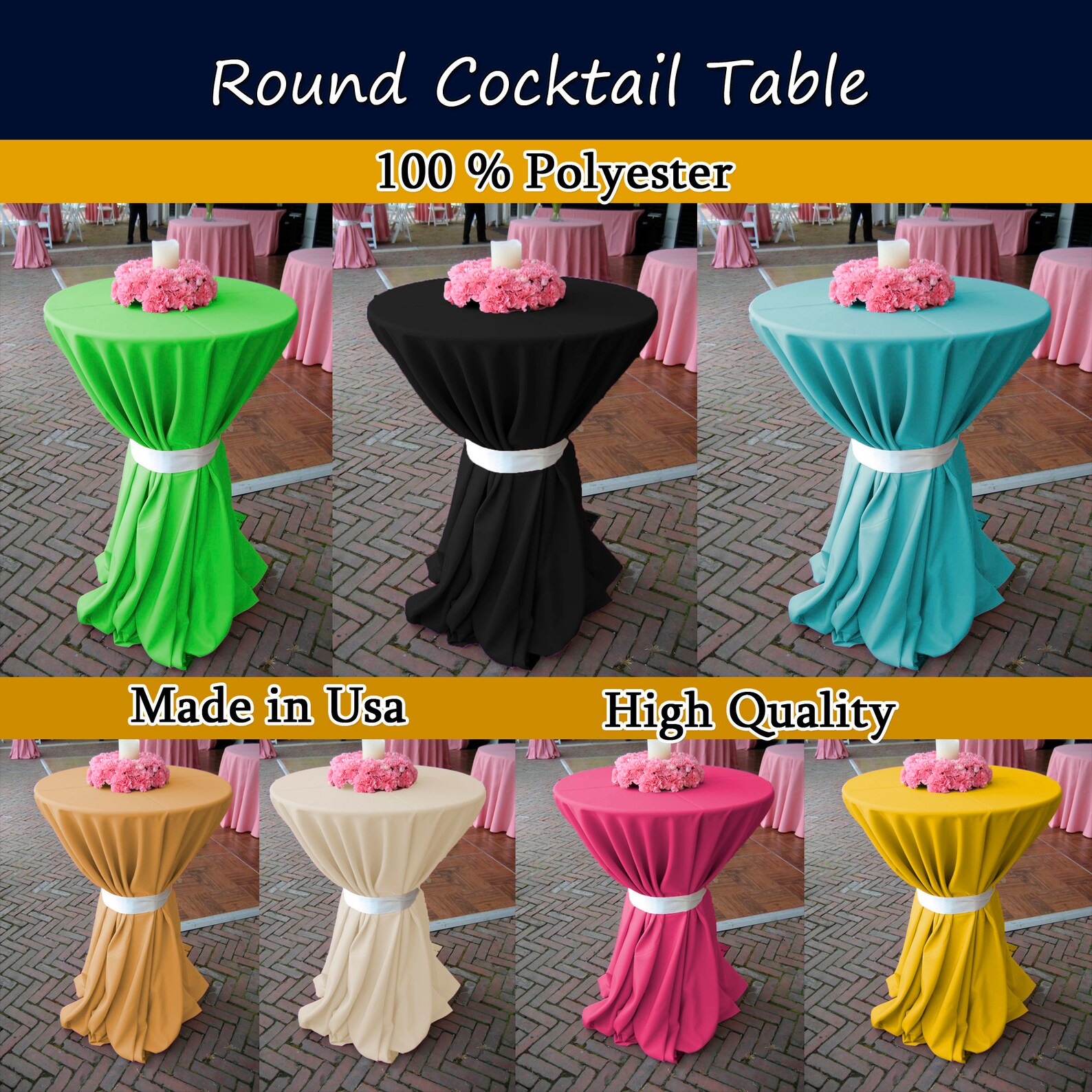 36 Inches Cocktail Round Table Cloth Polyester Tablecloth Etsy