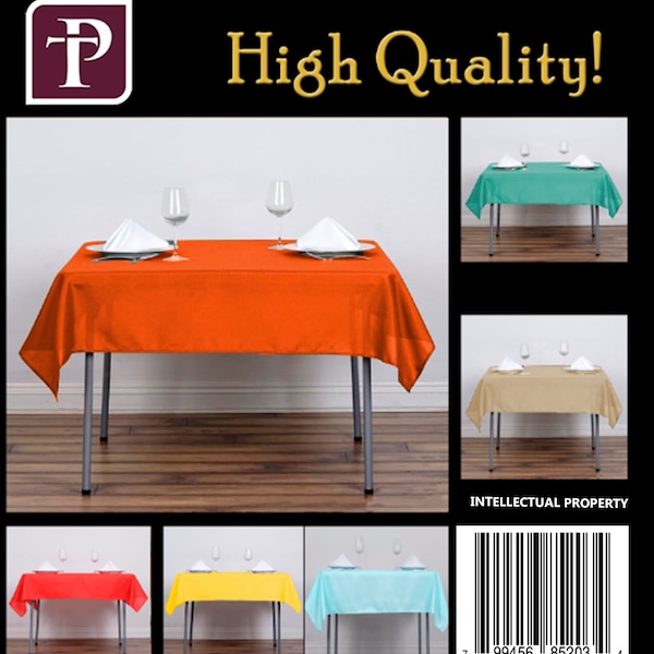 60×60 Inch square polyester tablecloth dining decoration coffee table, restaurant linen hotel table cover overlay retail wholesale