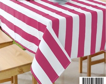 Large Striped Tablecloth - Rectangle - 60x90 inches - Easy-Care Fabric - Stylish Holiday Party Decor