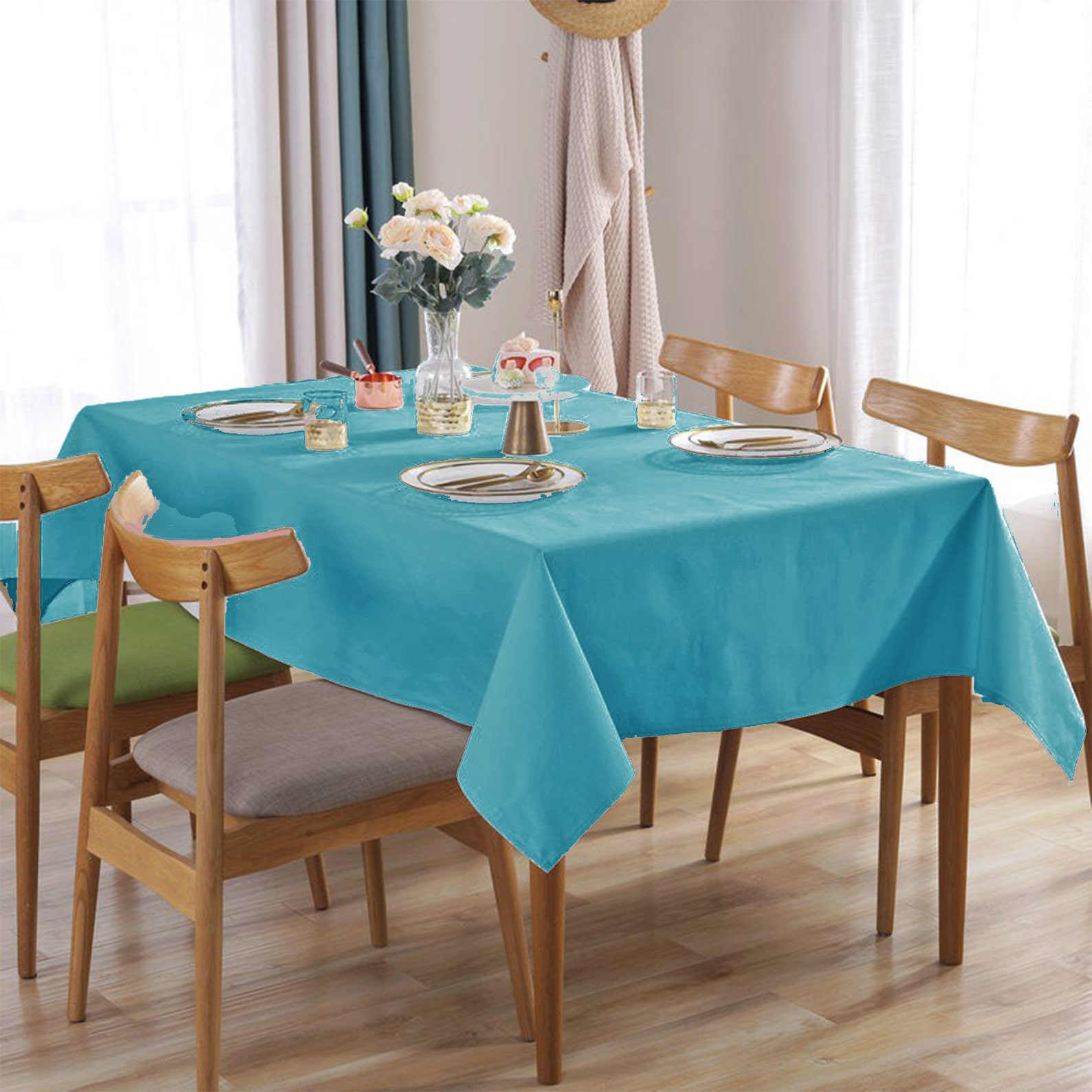 60x90 Royal Blue Polyester Rectangle Tablecloths Etsy