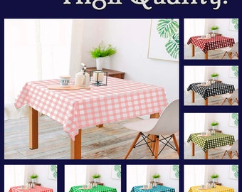 Poly Check Tablecloth - Square Checkered Design - Easy Care for Picnics & Outdoor Dining