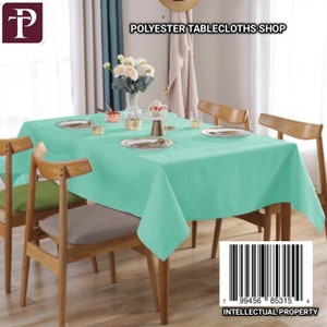 Blue Polyester Tablecloth: 6 ft Rectangle Table Cover, Washable