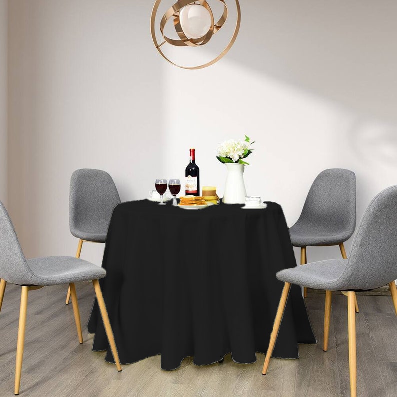 72 Inches Round Polyester One Piece Design Linen Tablecloth Etsy