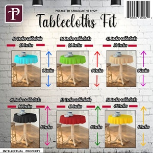 Round Tablecloth: Polyester Cotton Blend, Washable Linen Look, 30-48 inch