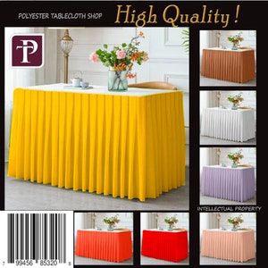 21ft Long Rectangular Tablecloths | Gold Party & Wedding Table Skirts | Durable Polyester Linen Decor Trade Show Banquet Hall Events