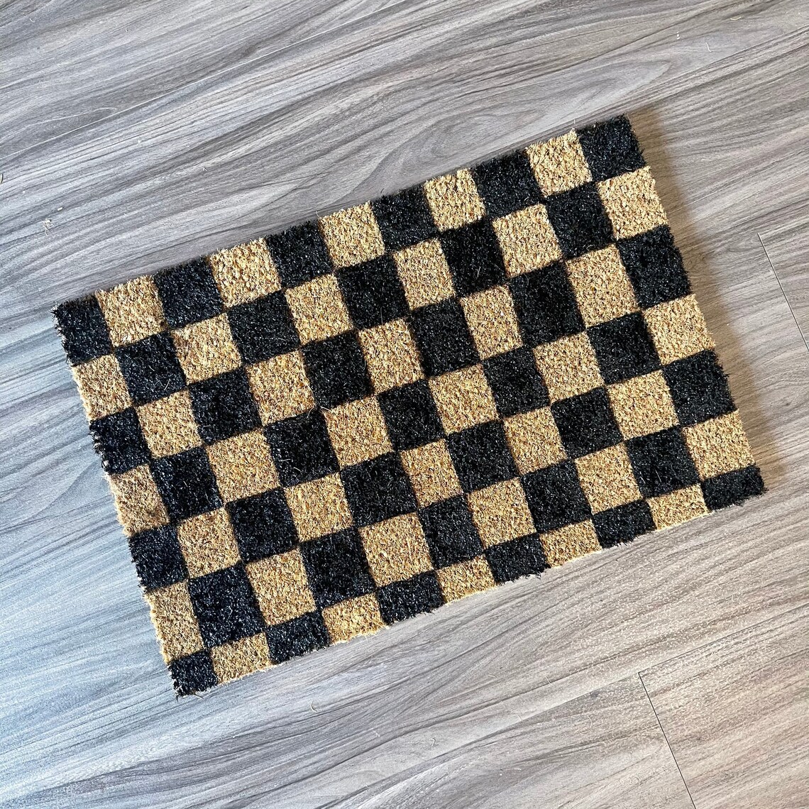 Custom hand painted Checkered Door Mat/Rug Etsy