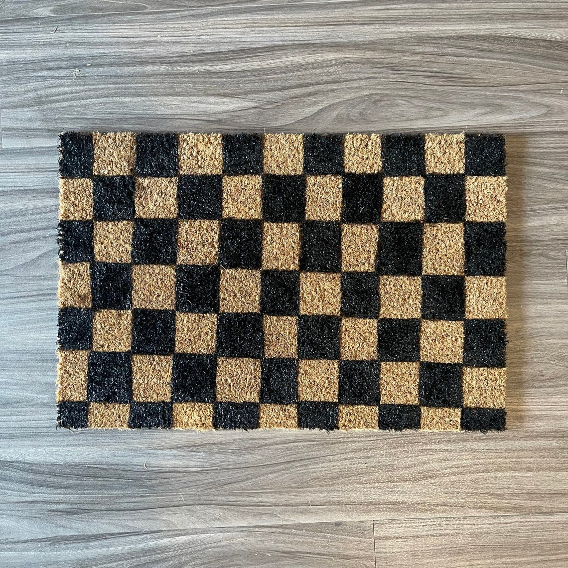 Custom hand painted Checkered Door Mat/Rug Etsy