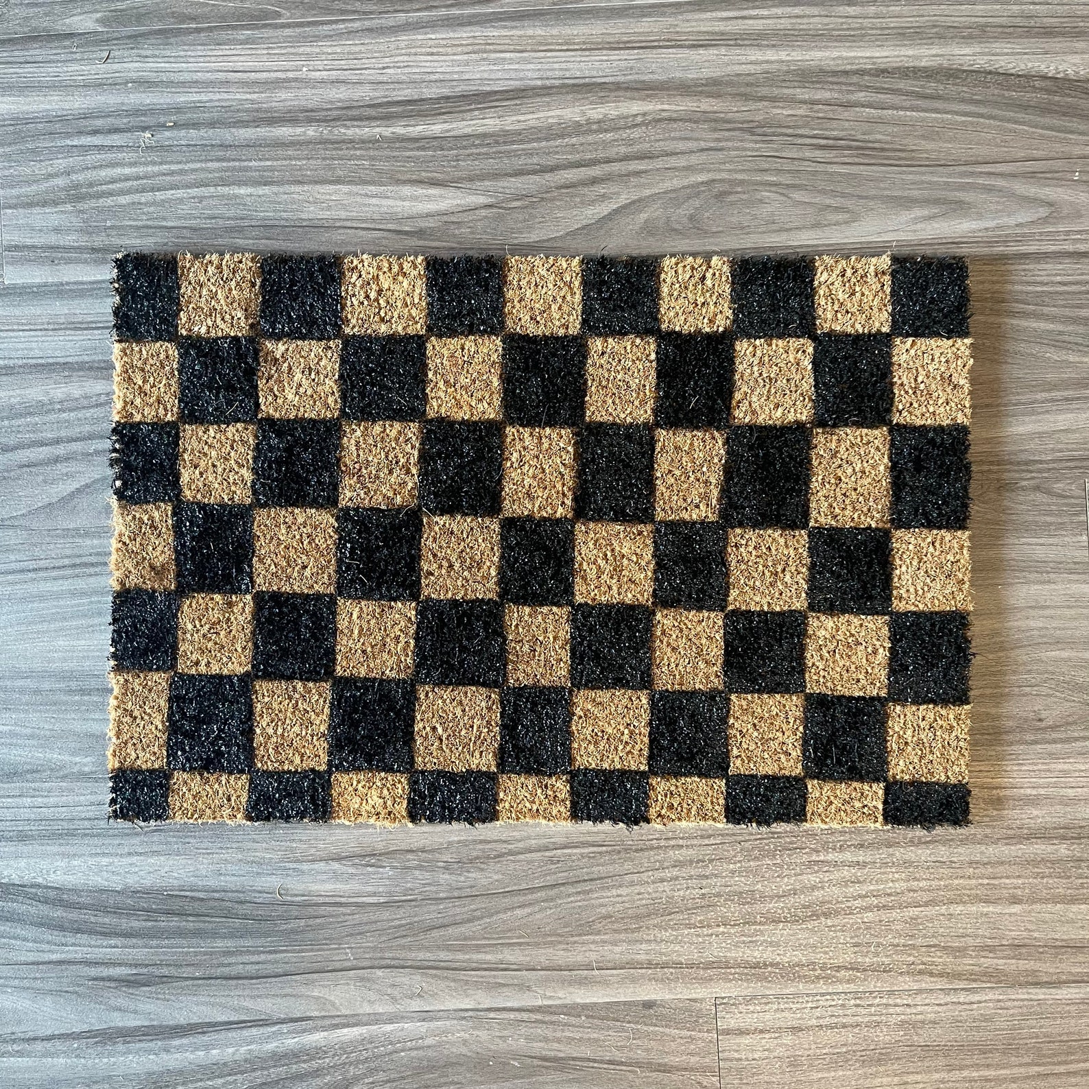 Custom hand painted Checkered Door Mat/Rug Etsy