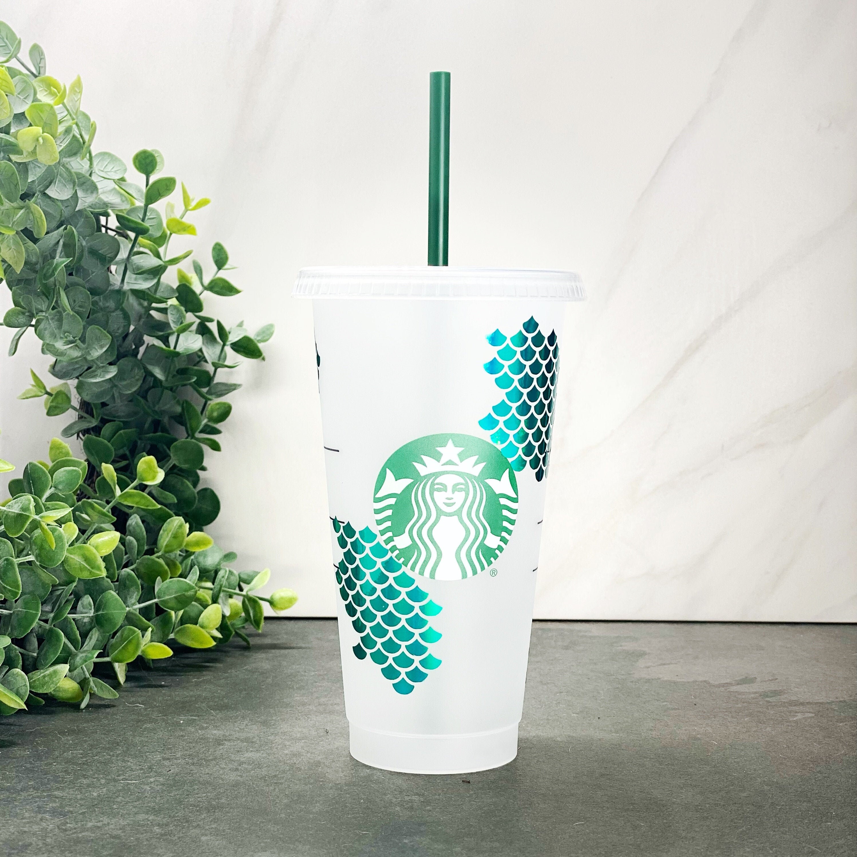 Starbucks custom cold cup tumbler with skull & rose design