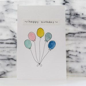 Cartão Feliz Aniversário em Aquarela Minimalista Personalizada