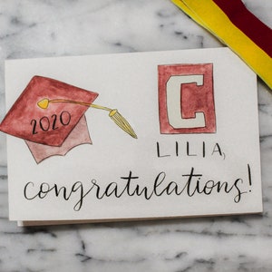 Aquarelle personnalisée Lettre à la main Carte de vœux de félicitations de remise des diplômes (MISE À JOUR POUR LA CLASSE 22)