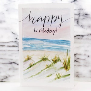 Aquarel Hand Lettered Beach Thema Verjaardagskaart Wenskaart