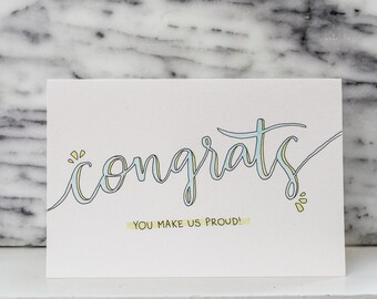 Carte de voeux de remise des diplômes de félicitations manuscrite
