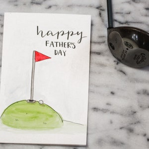 Acuarela mano carta con temática de golf tarjeta de día del padre tarjeta de felicitación