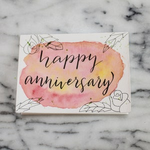 Opción de paquete #6: acuarela cartada Rose temática tarjeta de aniversario tarjeta de felicitación tarjeta