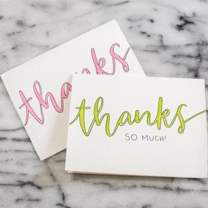 Carta a mano multicolor gracias notas tarjetas de felicitación (conjunto de 2)