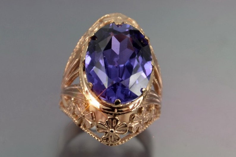 Russian Alexandrite Ring 14K Rose Gold /& Silver Stone Changes Color Russian Ring Christmas Alexandrite Ring Russian Jewelry