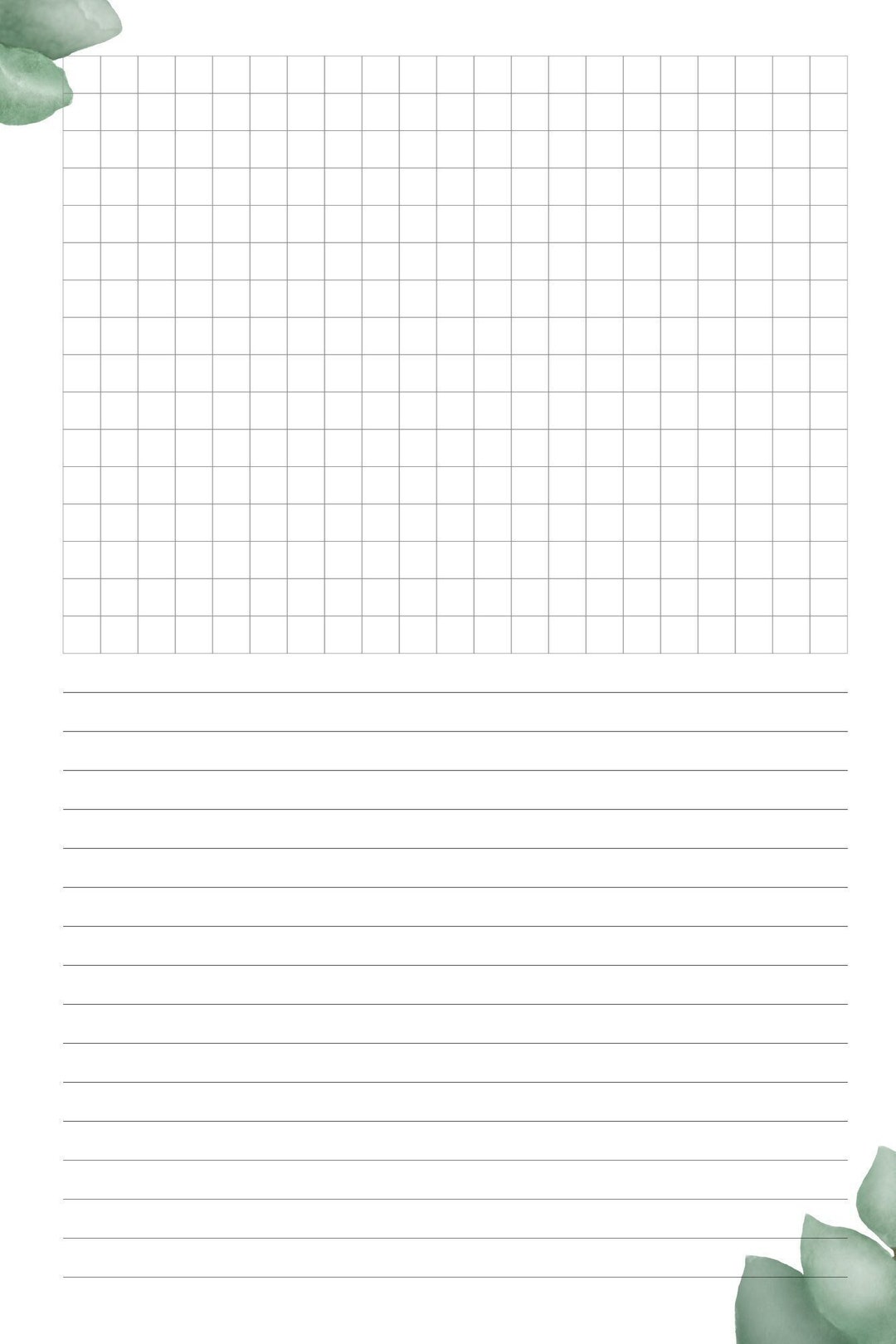 Digital Printable Grid Tracker and College Ruled Journal Green - Etsy