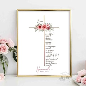 Baptism Gift Girl, Cross, Personalized PRINTABLE, Baby Girl Gift, Nursery Wall Godchild Baptism Sign Dedication Gift Nursery Decor Christian