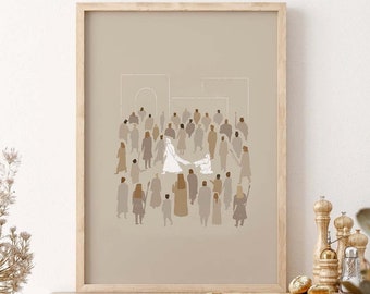 Woman Touching Jesus Hem Framed Art Print, Modern Christian Decor