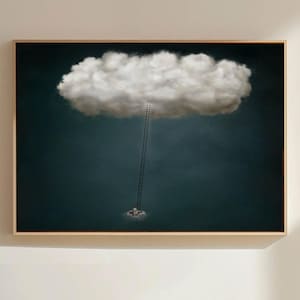 Stairway To Heaven Canvas Art Painting, Christian Modern Religious Wall Decor, Jesus and Girl Artwork, Horizontal Framed Art, Abstract Bible