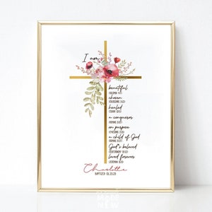Baptism Gift Girl, Personalized Cross PRINTABLE, Baby Girl baptism Gift Nursery Wall Godchild Baptism Sign Dedication Gift Nursery Christian