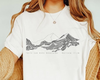 Glaube kann Berge bewegen Boho Christian Graphic Tshirt, Christian Shirt, Christian Geschenk Bibel Vers Tee Glaube Trendy Retro Vintage Religiös