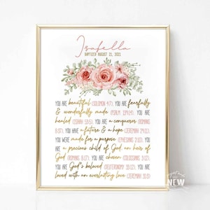 Baptism Gift Girl, Personalized PRINTABLE, Baby Girl Gift, Nursery Wall Art, Godchild Baptism Sign Dedication Gift, Nursery Decor, Christian