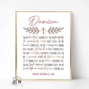 Baptism Gift Girl, Personalized PRINTABLE, Baby Girl Gift, Nursery Wall Art, Godchild Baptism Sign Dedication Gift, Nursery Decor, Christian