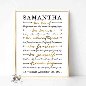 Baptism Gift Girl, Personalized PRINTABLE, Baby Girl Gift, Nursery Wall Art, Godchild Baptism Sign Dedication Gift, Nursery Decor, Christian