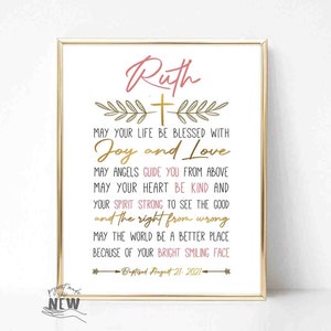 Baptism Gift Girl, Personalized PRINTABLE, Baby Girl Gift, Nursery Wall Art, Godchild Baptism Sign Dedication Gift, Nursery Decor, Christian