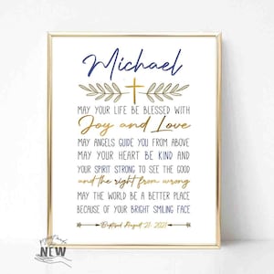 Baptism Gift Boy, Personalized PRINTABLE, Baby Boy Gift, Baptism Sign, Nursery Wall Art, Dedication Gift, Godson, Nursery Decor, PRINTABLE