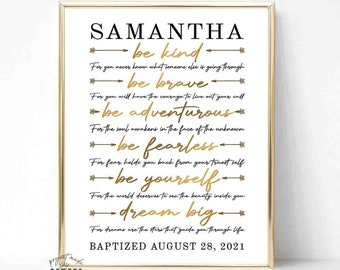 Baptism Gift Girl, Personalized PRINTABLE, Baby Girl Gift, Nursery Wall Art, Godchild Baptism Sign Dedication Gift, Nursery Decor, Christian