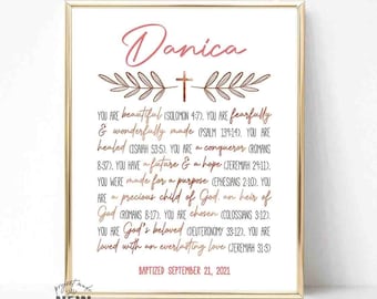 Baptism Gift Girl, Personalized PRINTABLE, Baby Girl Gift, Nursery Wall Art, Godchild Baptism Sign Dedication Gift, Nursery Decor, Christian