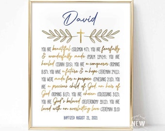 Personalized Baptism Gift Boy, Bible Verse Wall Art (PRINTABLE)