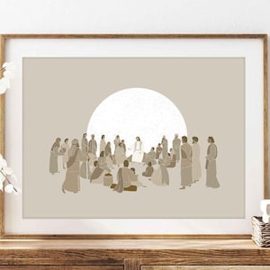 Sermon on the Mount DIGITAL DOWNLOAD, Jesus Christian on Mountain Bible Art, Christian Modern Bible Verse, Jesus print Wall Art Bible Sketch
