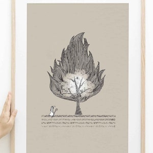 Moses and the Burning Bush DIGITAL DOWNLOAD, Christian Bible Art, Modern Bible Wall Art, Jesus print, Bible Sketch Boho Scripture Home Decor