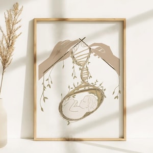 Póster enmarcado "Me tejí en el vientre de mi madre", Salmo 139, Impresión de embarazo, Cuarto de bebé Nacimiento hecho con miedo, Arte de pared bíblico cristiano moderno